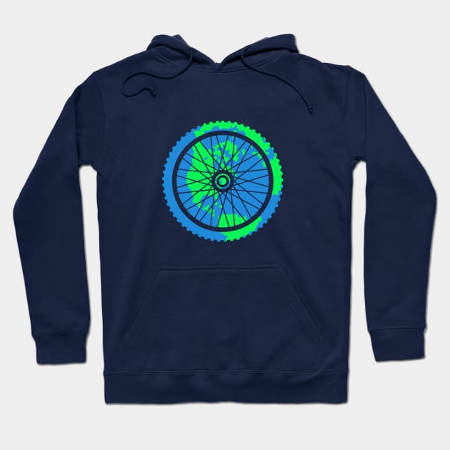 Mountain Bike Tire Earth Gear Graphic Biking Design Hoodie by TeeCreations